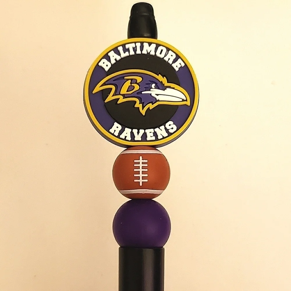 Handmade Baltimore Ravens Football Beaded Silicone Focal Bead Pen